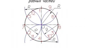 Деление окружности на 12 частей