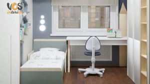 Дизайн квартиры с совмещенной детской для двух разнополых детей в 4К