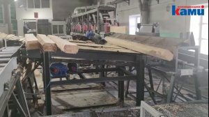Лесопильная линия KRAFTER . Цех распила леса на деревообрабатывающих станках Крафтер