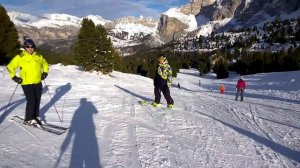 Sella Ronda - snowy way along peaks of the Sassolungo and Passo Sella