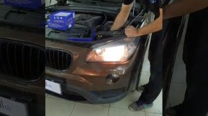 BMW X1 - замена габаритов, галогеновых ламп ближнего и дальнего света на диодные