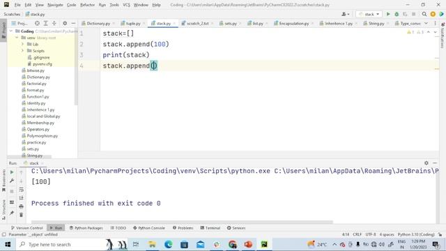 Implementing Python Stack using Built-In Data Structure Lists