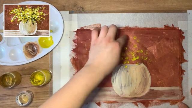 Нетрадиционная пальчиковая живопись "Букет мимозы" смотреть онлайн