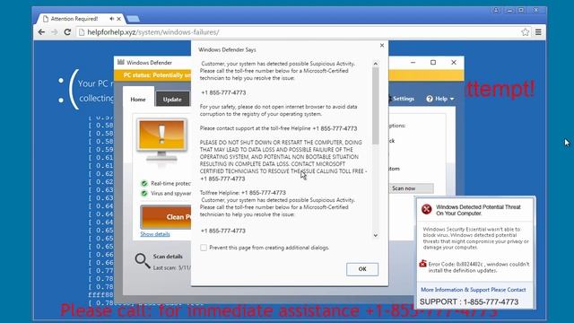 Web Tech Support Scam with Fake Moving Mouse Cursor смотреть онлайн