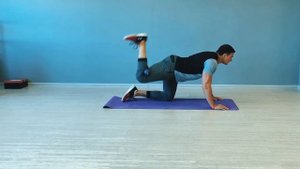 Махи стоя на четвереньках с гантелей | Ягодицы