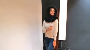 Снуд капор двойной меховой опушкой Серый рисунок с черным мехом в интернет магазине Animal-hoods.ru