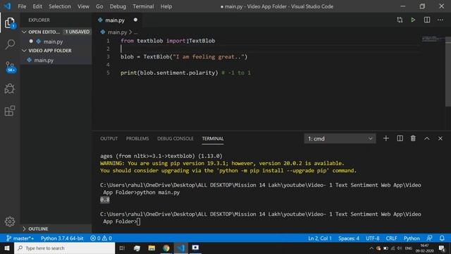 How to Use TextBlob in Flask Python? | Text Sentiment | (machine learning flask web app in python)