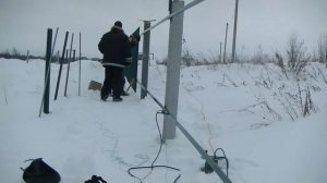 Забор из евроштакетника на ж/б сваях