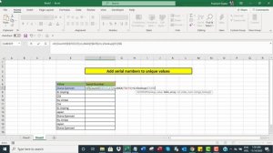 Assign serial numbers to unique values in Excel