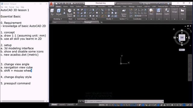 AutoCAD 3D Basic to Advanced Tutorial : Lesson 1  Introduction and setup 3D environment