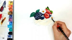 Watercolor painting raspberry cupcake I misooltv 미술티비 with 홍대 블루닷미술학원 I 수채화일러스트 I 水彩画 I 水彩画