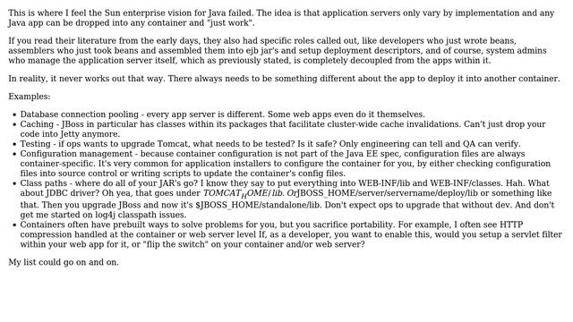 Software Engineering: JavaEE server experience matters for a developer? (2 Solutions!!)