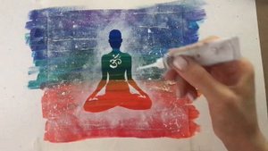 Семь чакр. Акрил. Работа с трафаретом и губкой. Легко и быстро. Acrylic painting for beginning