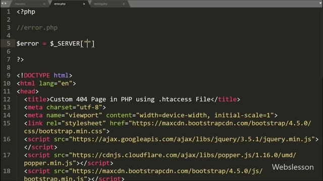 Custom 404 Page in PHP using .htaccess File смотреть онлайн