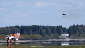 Русские Витязи Су-30СМ. Репетиция 4мая. Взлёт, роспуск, посадка.