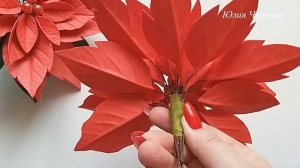 ПУАНСЕТТИЯ ИЗ ФОАМИРАНА//РОЖДЕСТВЕНСКИЙ  СВЕТИЛЬНИК С  ЕЛОВЫМИ ВЕТОЧКАМИ И ЦВЕТАМИ ПУАНСЕТТИИ