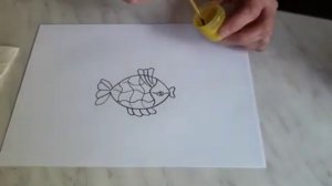 Рисование в технике мозаика "Рыбка"