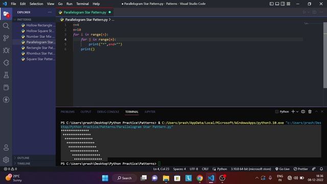 Parallelogram Star Pattern in Python | How to Print Parallelogram Star Pattern in Python ? #5