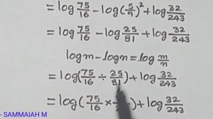 Prove that log(75/16)-2log(5/9)+log(32/243)=log2 | logarithms | SSC | CLASS 10 MATHEMATICS