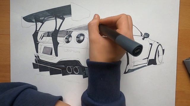 Nissan GTR Liberty Walk - Timelapse Drawing смотреть онлайн