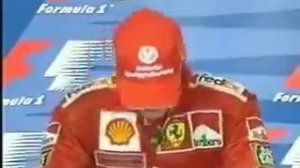 Schumacher cries after equals Ayrton Senna's number of victories.