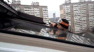 Монтаж стеклянной крыши