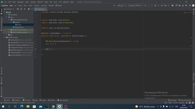 Приложение Заметки на Java в Android Studio. Урок 01. Делаем новый Java класс.