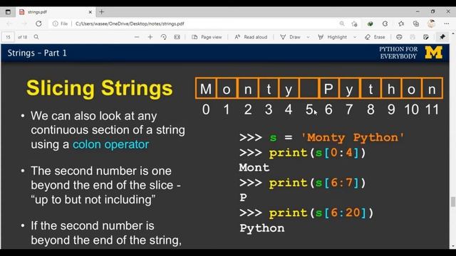 strings in python, slicing strings, loops with strings