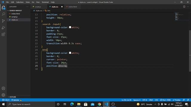 Build Animated Hidden Search Bar in 12 Minutes with Javascript | HTML CSS Javascript Tutorial