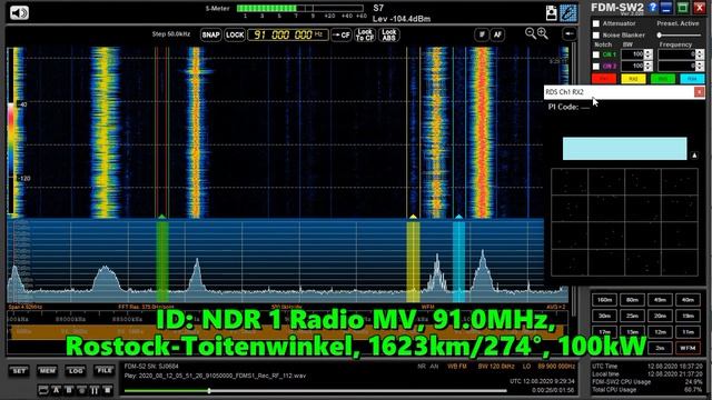 12.08.2020 09:29UTC, [Ms], NDR 1 Radio MV, Росток, Германия, 91.0МГц, 1623км