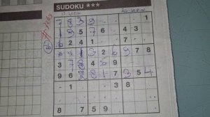 (#7269) Saturday.      Three Stars Sudoku puzzle. Bonus Extra edition. 10-14-2023 Extra part 1 of 4