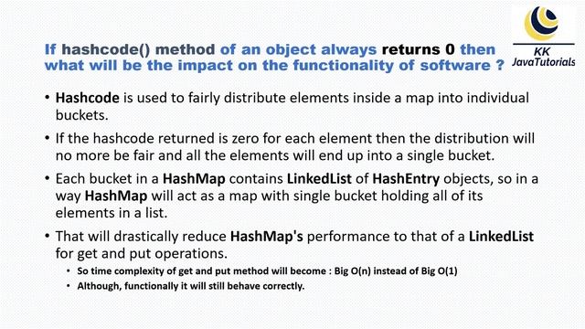 If hashcode() methodalways returns 0 then what will be the impact on the functionality of software