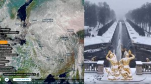 Штормовой циклон принес снегопад на северо-запад ЕТР. Вид со спутника 19.04.2024