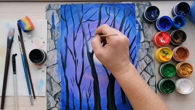 Рисуем сказочный лес. Абстракция. Нетрадиционное рисование.