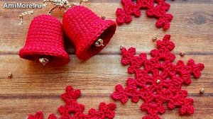 Амигуруми: схема Снежинки и колокольчики. Игрушки вязаные крючком - Free crochet patterns.