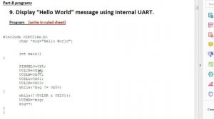 18CSL48 || 9. Display "Hello World" message using internal UART || VTU 4th SEM CSE