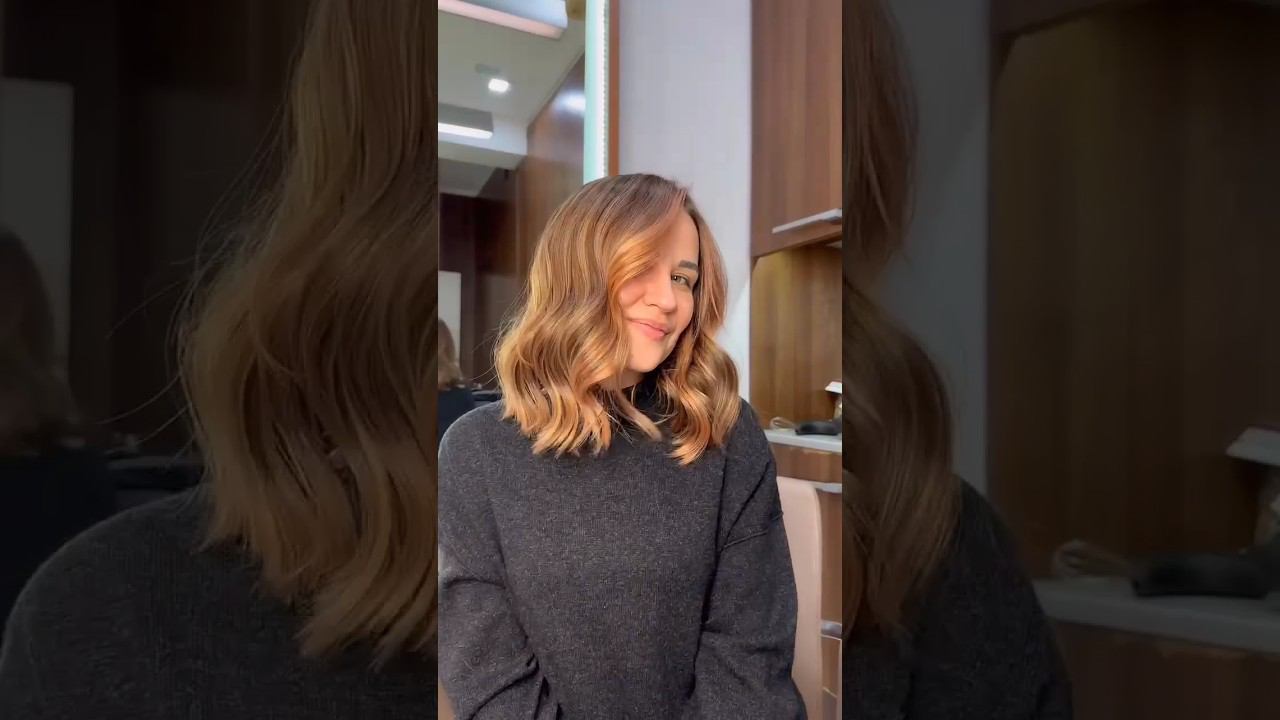 Лонг боб с окрашиванием в розовое золото  Long bob with rose gold coloring