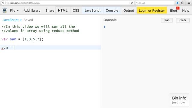 Array Reduce  Example (Sum all the Values in Array)