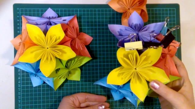 Оригами "Цветок" кусудама. Часть 2. Как из цветов оригами собрать шар кусудаму. смотреть онлайн