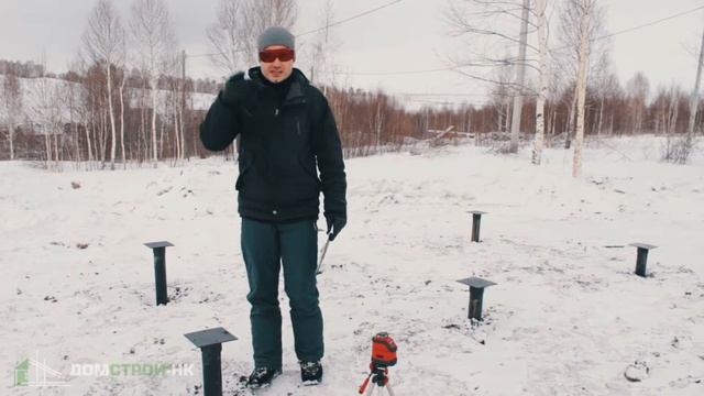 Фундамент зимой. Винтовые сваи. Фундамент под баню