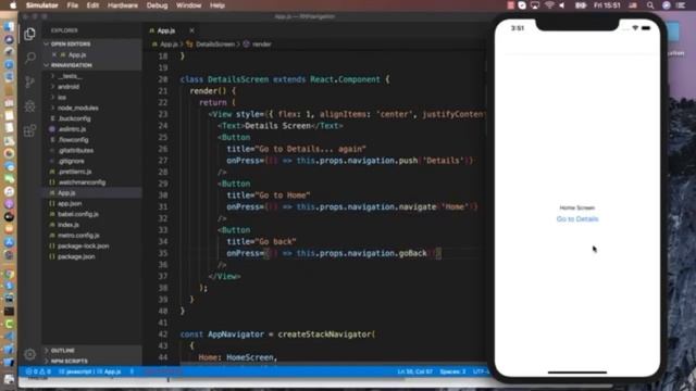 React Native #5: React Navigation (Create Stack, Move Screen, Via Data and Organization project)