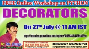 FREE Workshop on PYTHON DECORATORS by DURGA Sir