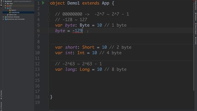 3) Scala Primitives (Byte, Short, Int, Long) смотреть онлайн