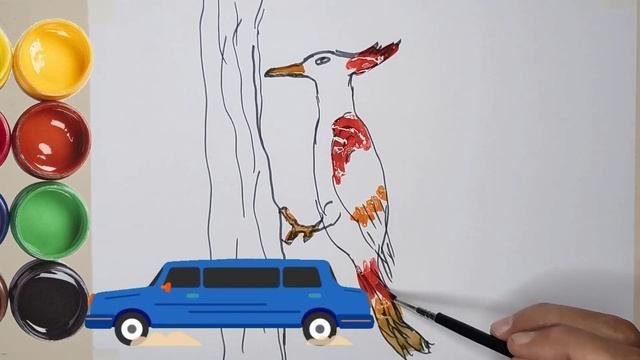 Drawing Woodpecker | Çocuklar Için Ağaçkakan Çizimi |  Рисунок дятла | Tata Children | Easy Drawing