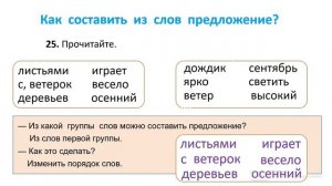 11. Как составить из слов предложение Русский язык 2 класс Школа России