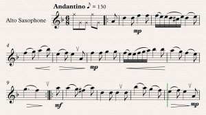 Бетховен Сонатина - видео-минусовка и ноты для саксофона-альта, темп 130