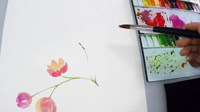 [LVL2] Watercolor Tutorial : How to paint flowers смотреть онлайн