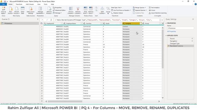 PQ 4 - For Columns - MOVE, REMOVE, RENAME, DUPLICATES - 1 - Power Query  - ETL