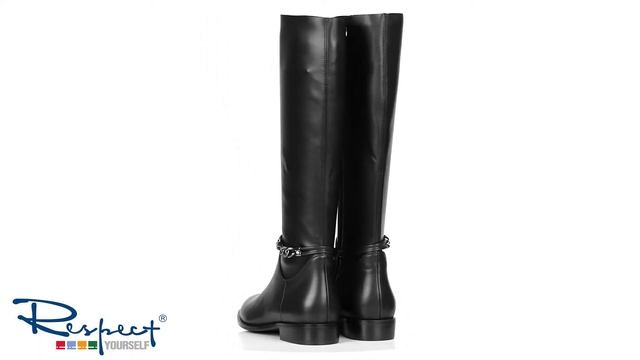 Черные сапоги из кожи с узкой голенью VS30-121837 смотреть онлайн