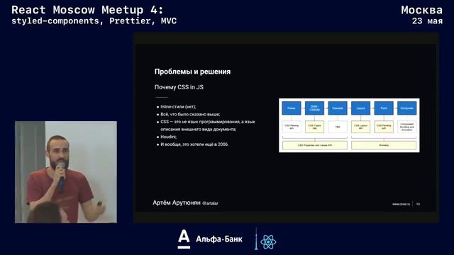 Артём Арутюнян с докладом о библиотеке styled-components
